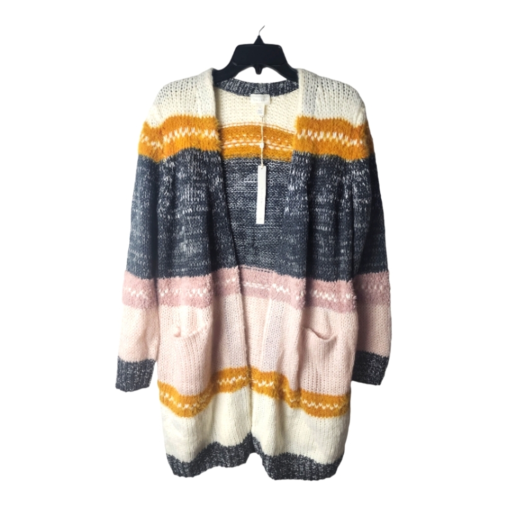 CASLON Sweater/Cardigan Stp Size S, Ivory-Black Multi Color
